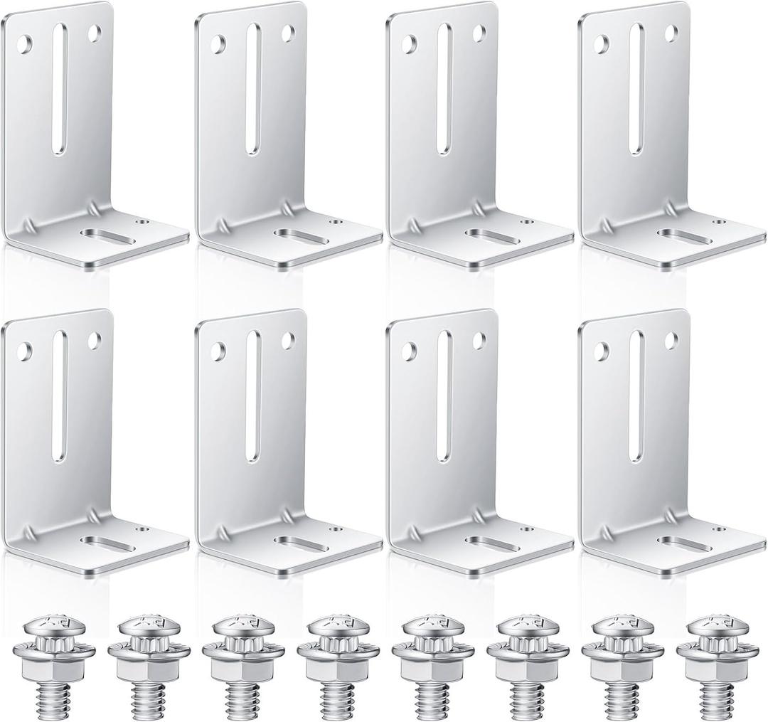 Gisafai 8 Pieces Garage Door Track Jamb Bracket Reinforcement Garage Door Track Steel Bracket Replacement with 16 Sets Screw and Nut Fittings