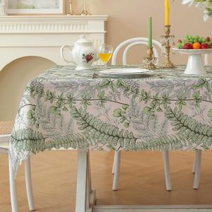 Rectangle Waterproof Tablecloth Linen Textured Table Cloth,Stain and Wrinkle Resistant Washable Fabric Table Cover for Dining, Party, Camping and Outdoor, 52 x 70 Inch, Forest