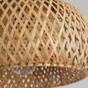 Bamboo Pendant Light Fixture One-Light Adjustable Boho Basket Handmade Woven Pendant Lighting for Kitchen Island Sink Farmhouse Dining Room