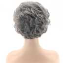 TISHINING Short Grey Curly Wigs for White Women Layered Silver Gray Pixie Cut Synthetic Full Wig with Bangs Natural Looking Daily Party Wigs for Older Women