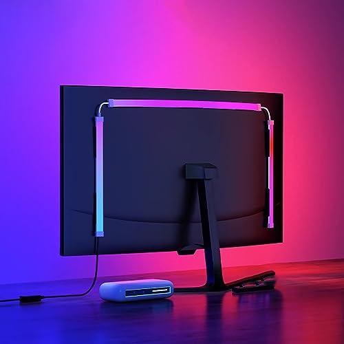 Fiotura G100 Monitor LED Backlights for PC & Mac, LED Strip Lights that Sync with Screen Color or Music, Computer Light Bar Behind Monitor, LEDs for Desk Gaming, USB Port, Software Control (27 in)