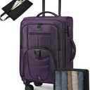 LOVEVOOK Carry On Luggage Airline Approved, Suitcases with Spinner Wheels, Softside Carry-on Luggage with TSA Lock for Men Women Business Trip, Lightweight Large Capacity Luggage for Travel, Purple, 22 Inch - Carry-On