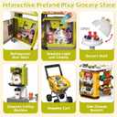 deAO Grocery Store Playset with Kids Shopping Cart,66 PCS Supermarket Toy, Child-size