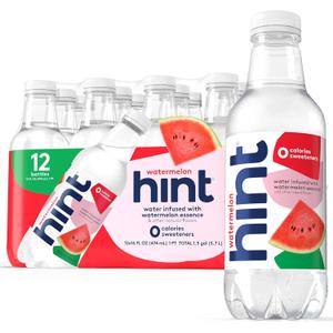 Hint Fruit-Infused Bottled Water, Watermelon - Sugar Free Flavored Water with Zero Calories, Naturally Flavored, and No Artificial Sweeteners - 16 Fl Oz (Pack of 12), Best Before 11/12/2025