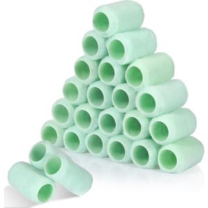 Gisafai 24 Pcs Paint Roller Covers Paint Rollers for Painting Walls Roller Paint Brush 3/8 Inch Nap Microfiber Roller Naps House Painting Supplies Paint Roller Kit for Walls Ceilings (Green,4 Inch)