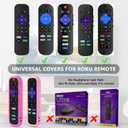 ONEBOM (2 Pack) Case for Roku Remote, Cover for Hisense/TCL Roku TV Steaming Stick/Express Universal Replacement Controller Silicone Sleeve Skin Glow in The Dark(Glow Pink+Rose Red)