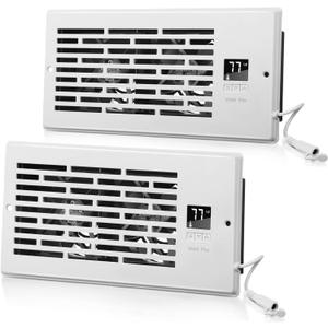 Feekoon Quiet Vent Fan Booster 4" x 10" Smart Register Booster Fan with Fan Booster Thermostat Control Booster Fan Heating Cooling Ac Vent Increase Airstream from Registers (White,2 Pack)