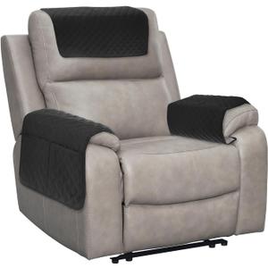 uxcell 3 PCS Armrest Covers, Couch Arm Cover Furniture Protect Slide Recliner Chair Armchair Covers with Side Storage Pocket for Sofa Recliner, Black