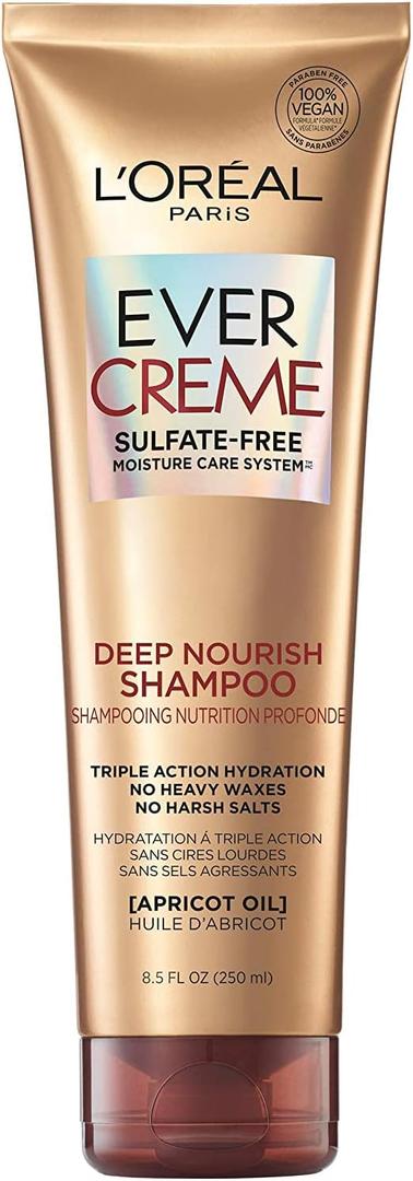 L'Oreal Paris EverCreme Sulfate Free Deep Nourish Shampoo, 8.5 Ounce (Pack of 2)