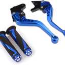 Krace Motorcycle Clutch Brake Levers Set Fit For Yamaha YFM 700R Raptor 700 2008 2009 2010 2011 2012 2013 2014 2015 2016 2017 2018 Adjustable w. 7/8" 22mm Rubber Handlebar Hand Grips (Blue)