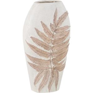 Deco 79 Polystone Decorative Vase Leaf Centerpiece Vase, Flower Vase for Home Decoration 10" x 6" x 18", White
