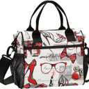 High Heels Glasses Bags Lipstick Perfumes Lunch Bag Insulated Cooler Bag Tote Reusable Lunch Box for Women Men Adult Adjustable Shoulder Strap Leakproof for Work Picnic (Mediumn, A006)