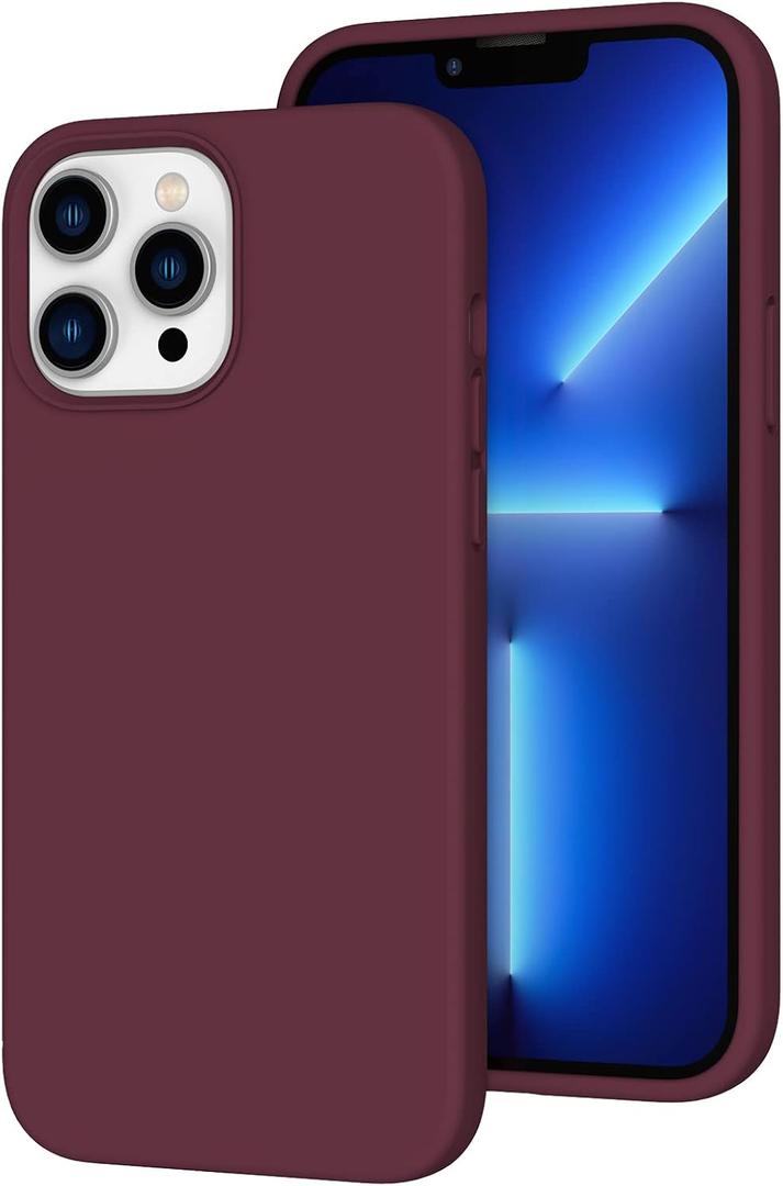 K TOMOTO Compatible with iPhone 13 Pro Max Case for Women, [Drop Protection] [Anti-Fingerprint] [Anti-Scratch] Shockproof Soft-Touch Silicone Phone Case for iPhone 13 Pro Max 6.7", Burgundy