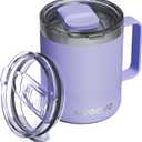 12oz Insulated Coffee Mug with Lid  Includes Two Lids, Stainless Steel Coffee Travel Mug with Handle, Double Wall Vacuum Insulated Camping Mug for Home, Office & Outdoor, Periwinkle Purple