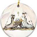 2 x Nativity Scene Ornament 2025  Holy Family Ornament  Mary Joseph Baby Jesus Keepsake  Christian Religious Christmas Dcor  Inspirational Faith Gift for Believers, Church, Family, Friends