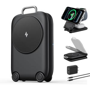 2025 Traveling Fast Wireless Charging Station for Apple Devices, Magnetic 3 in 1 MagSafe Charger Stand for iPhone 17 16 15 14 13 12 Pro Max Plus Air, Apple Watch&Air pods Pro-Sweet Gifts, BK (Black)