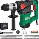 1-1/4" SDS-Plus Rotary Hammer Drill, 12.5 Amp 3 Functions Corded Vibration Control Rotomartillo with Safety Clutch for Concrete, Includes 3 Drill Bits, 2 Chisels, Carrying Case
