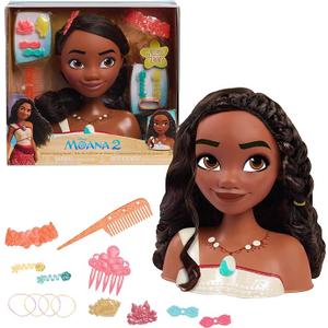 Just Play Disney Princess Moana 2 Styling Head, 14-Pieces, Pretend Play, Kids Toys for Ages 3 Up