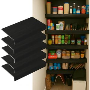 5 Pack 24x16in Wire Shelf Cover for Pantry, Closet, Kitchen  Waterproof PVC Wood-Look Wire Rack Covers for Shelves, Multiple No-Tool Installation (24x16x2in, Black)