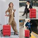 Kono Carry On Luggage 20 Inch Expandable 22x14x9 Airline Approved Hard Shell Travel Trolley 4 Spinner Wheels Lightweight Polypropylene Suitcase with TSA Lock, Red