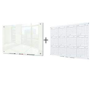 J&J worldwide Magnetic Glass Whiteboard 47x35 in+Whiteboard Calendar Glass Board Yearly Calendar