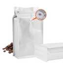 Coffee Bags with Valve (8oz/ 0.5lb, 50PCS), Kraft Paper Stand Up Pouches with High Barrier Foil Liner, Flat Bottom Resealable & Heat Sealable Bags for Coffee Beans,Candy & Small Business(White)