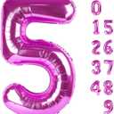 Balloon Numbers 40 Inch 5 Ballon for 5th Birthday Decorations, 15 25 35 50 Big Rose Purple Number Balloons for Wedding Photo Shoot Party Decor