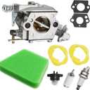 530071620 Carburetor Tune Up Kit For Walbro Wt-891 W-20 Wt-391 Wt-637, With Air Filter Fuel Filter Replacement For Poulan 545081885 530069703 (Carburetor with 1 Air Filter)