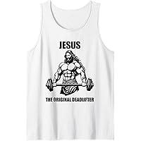 Jesus The Original Deadlifter, White T-Shirt, M