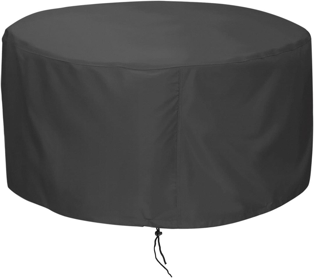 LBTING Fire Pit Cover, 48 inch Cover for 45-48 inch Round Firepit, Waterproof Windproof Dustproof UV-Resistant Heavy Duty Cover for Outdoor Patio Firepit Table - Black