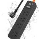 Outdoor Power Strip Weatherproof, IPX6 Waterproof Surge Protector with 4 Wide Outlets,1625W/13A Overload Protection Switch, 6FT Extension Cord, Wall Mountable for Indoor Outdoor, UL FCC Listed