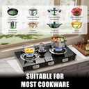 3 Burner Propane Stove 32,300 BTU High-Efficiency Tempered Glass Auto-Ignition Gas Burner Stove Top with CSA Hose for Outdoor RV Camping Emergency Cooking