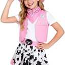Gomukot Kids Cowgirl Costume for Girls Western Rodeo Outfit Halloween Costume Party Dress Up 5 Years