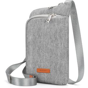RONSIN Women Crossbody Bag Nylon Cell Phone Purses Wallet Travel Pouch Shoulder Strap with Anti Theft Locking Zipper (Grey)