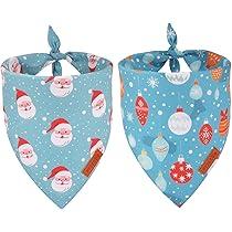 PTDECOR Christmas Dog Bandana, Santa Snowman Design Reversible Holiday Pet Scarf, Pink Triangle Fit Female Christmas Bandanas for Small Dogs Pets (Small)