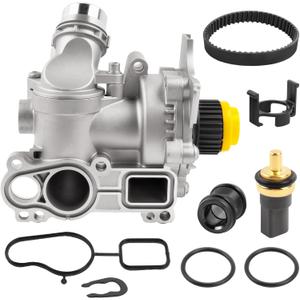 Aluminum Water Pump With Belt 2.0L L4 Compatible with A3 A4 A5 A6 Q3 Q5 TT Passat Jetta Golf GTI Eos Beetle CC Replace 06H121026AF 1312460