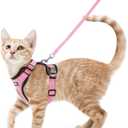 rabbitgoo Cat Harness and Leash for Walking, Escape Proof Soft Adjustable Vest Harnesses for Cats, Easy Control Breathable Reflective Strips Jacket, Pink, S