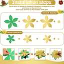 12 Pcs Christmas DIY Poinsettia Artificial Paper Flower Decor for Christmas Tree Ornaments Craft Wall 3D Paper Poinsettia Flower Wreath Decoration for Xmas Holiday Party(Gold)