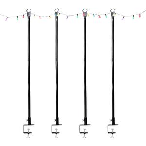 4 Pack Deck Light Poles, Hanging Light Poles for Outdoor String Lights, Metal Suspension String Light Poles, Hanging Light Poles for Deck Fence Garden Backyard Wall Bistro