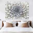 Yihui Arts White Flower Canvas Wall Art Painting, Floral Canvas Pictures Aesthetic Botanical Artwork for Bedroom Living Room Bathroom Decor, 28"L x 20"W