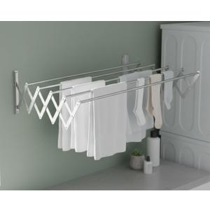 Laundry Drying Rack Wall Mount - Towel Rack Collapsible, Retractable Drying Rack Easy Install Space Saving with 5 Drying Rods, 32"