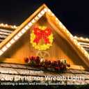 Outdoor Christmas Wreath Decoration - 24" Bright LED Christmas Wreath Lights with Bow, Large Lighted Christmas Wreaths Window Lights for Wall, Windows, Front Door Decor, Red Bow - Gold Wreath