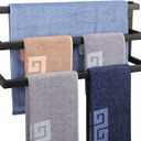 NearMoon Bathroom Towel Bar, Towel Rod Holder, Square Shelf Rack Hanging Towel for Bath, Thicken SUS304 Stainless Steel Towel Rack Wall Mounted-3-Tier Bath Accessories (24 Inch, Matte Black)