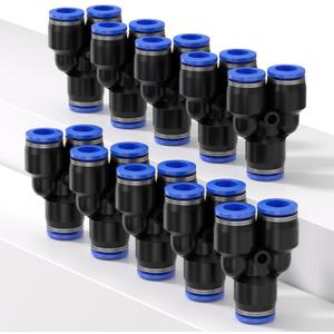 Y spliter 3 Ways - 1/4" Tube OD Hose Quick Connect Fittings, Quick Connect Hose Fittings Push to Connect Tube PY- 1/4" (Blue Pack of 10)