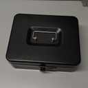 Cash Box with Money Tray and Combination Lock - Metal Money Box for Cash, Petty Cash Lock Box for Christmas Gift 9.84" x 7.87" x 3.54" Black (Large)