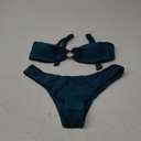 ZAFUL Women's Bandeau Bikini O Ring Strapless Tie Back High Cut Two Piece Swimsuit Bathing Suits M