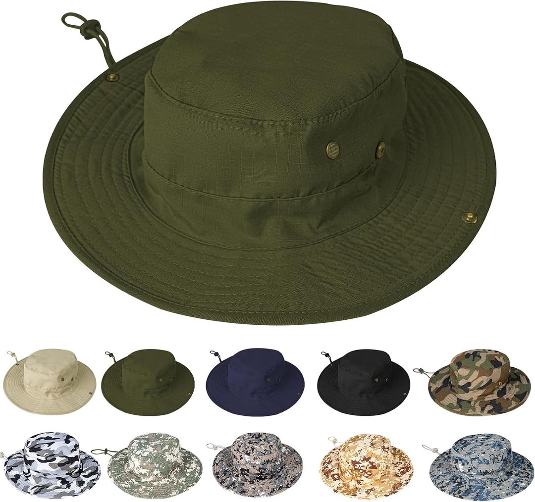 Sun Hats for Men Women Boonie Hat Foldable Fishing Hat UPF 50+ Bucket Hat for Fishing Hiking Garden Safari Beach (Green)