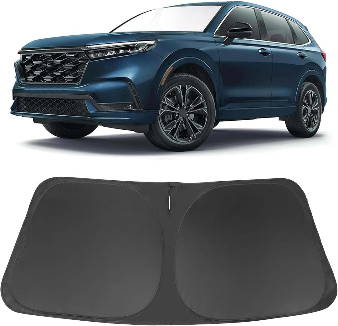 Windshield Sun Shade Custom Fit for 2023 2024 2025 2026 Honda CRV SUV, LX, EX, EX-L, Sport Hybrid, Touring Accessories Foldable Sunshade Sun Blocker Protect Car from Sun Rays & Heat Damage