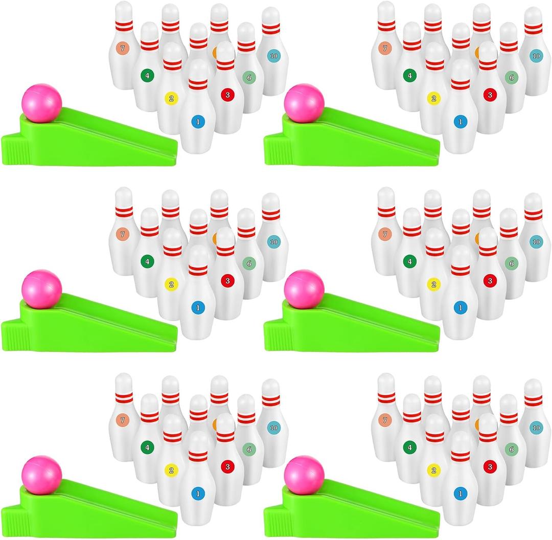 Kathfly Bowling Party Favors for Kids Mini Game with Miniature Bowl Pins Ramp Bowl Ball Tabletop Bowling Sets Goodie Bag Fillers for School Classroom Prize Party, (25 Set)