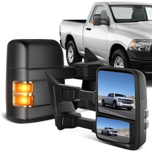 ECCPP Towing Mirror Right Passenger Side Mirror with Manual Operation Turn Signal Convex Glass Manual Folding Telescoping for Ford for F-250 for F-350 for F-450 for F-550 Super Duty 2008-2016, 21.26 x 14.96 x 14.96 inches